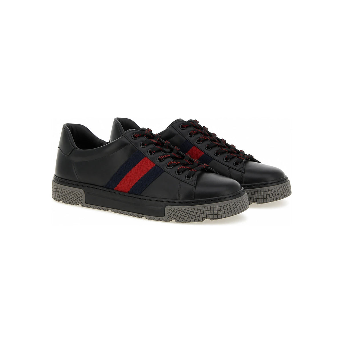 GUCCI Black Leather Low-Top Sneakers