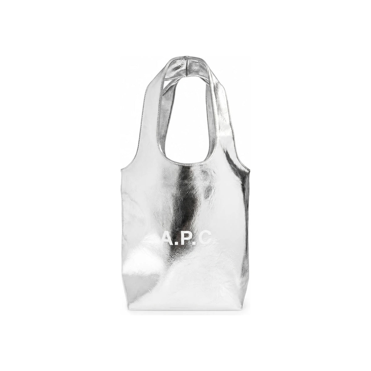 A.P.C. Ninon Small Tote Bag Metallic Silver PU Leather M61861 RAB