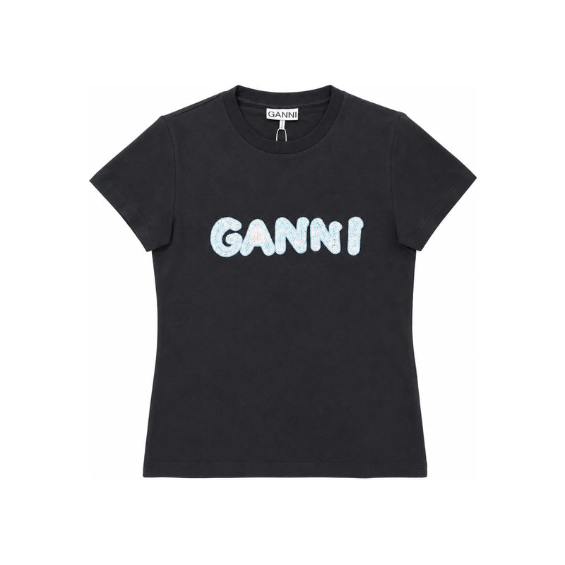 GANNI Cotton Short Sleeve T-Shirt