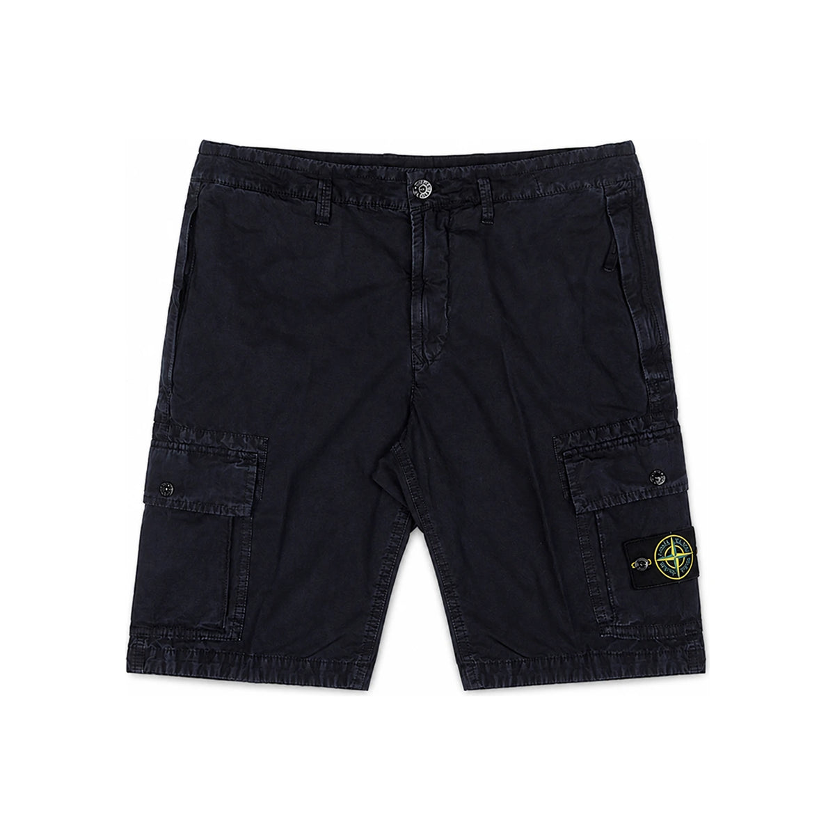 STONE ISLAND Logo Patch Cotton Shorts Navy Men