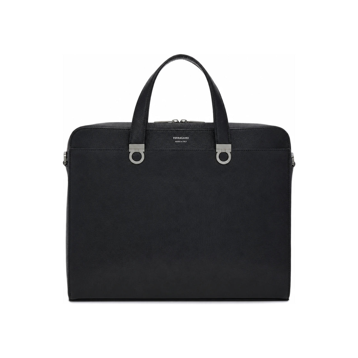 Ferragamo Gancini Leather Briefcase Black Men's Bag