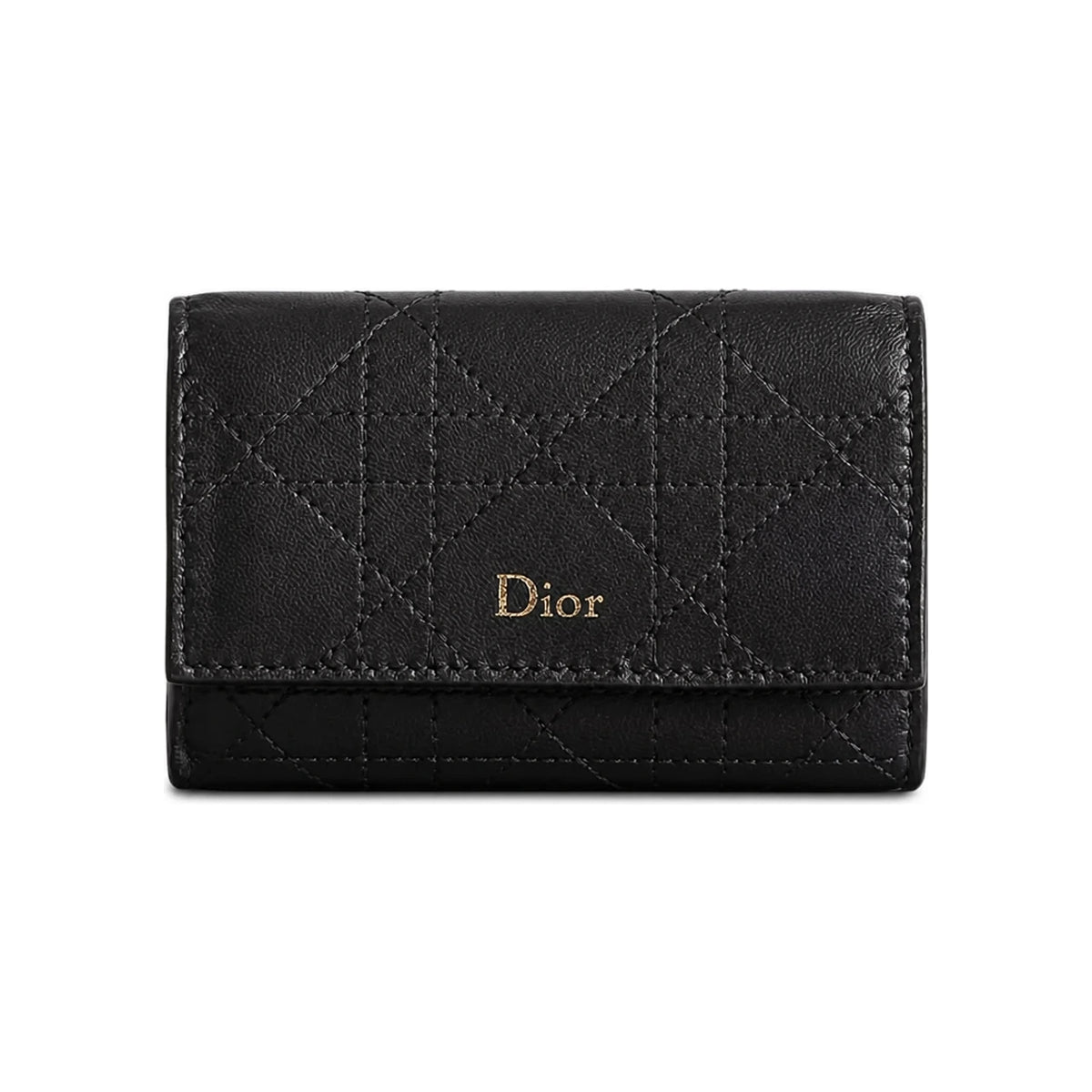 DIOR Trianon Black Cannage Lambskin Flat Card Holder