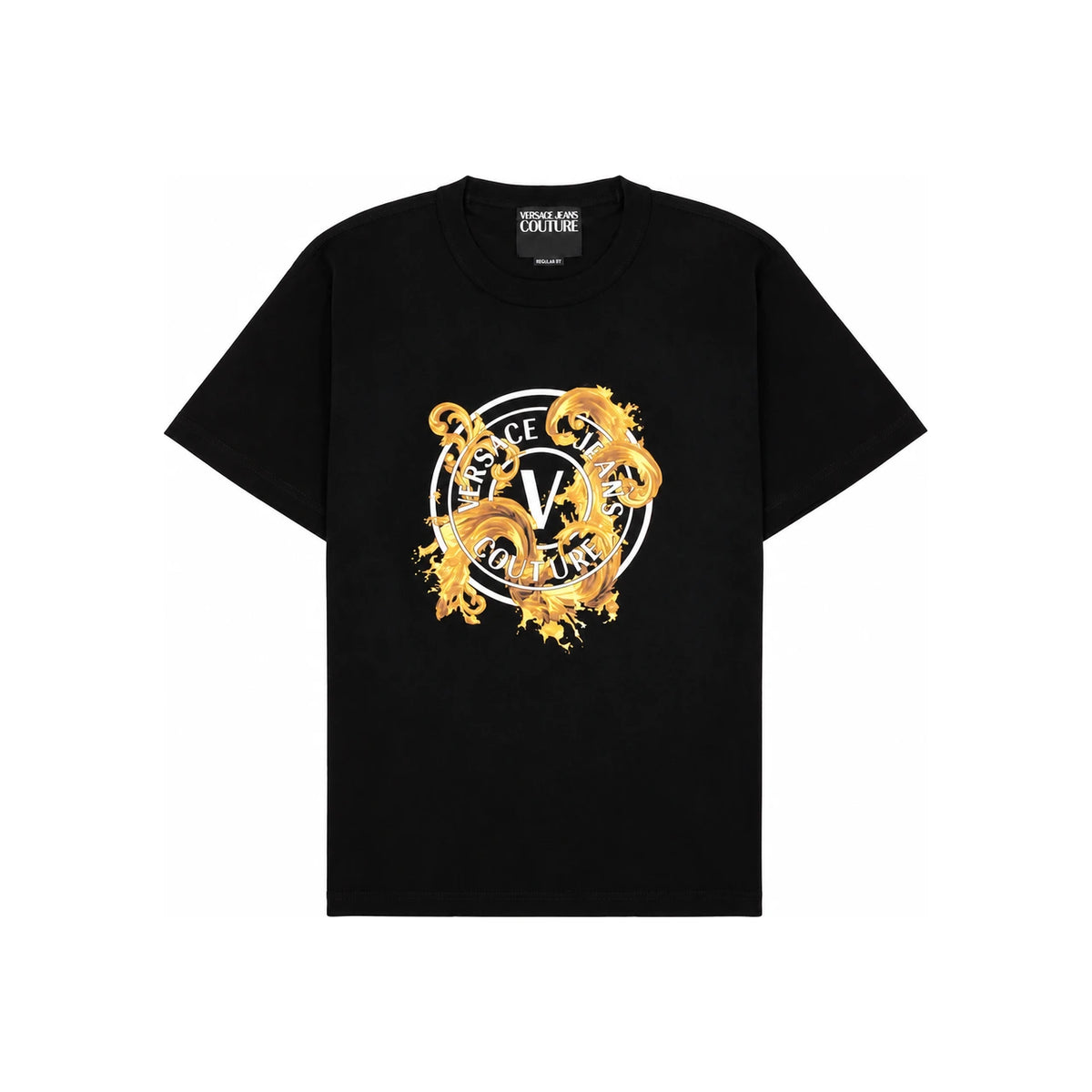 Versace Short Sleeve T-Shirt for Men 80GAHE01 CJ00E G89 BLACK GOLD DOM
