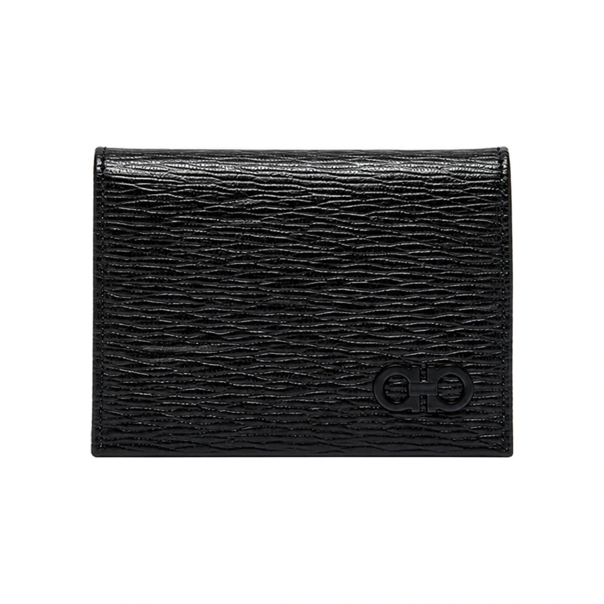 Ferragamo Revival Gancini Leather Card Holder Wallet Black