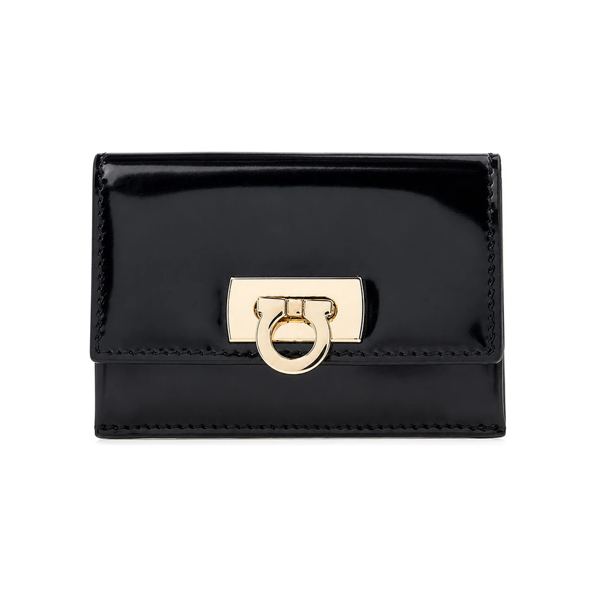 Ferragamo Gancini Leather Card Holder Black 0760662 1