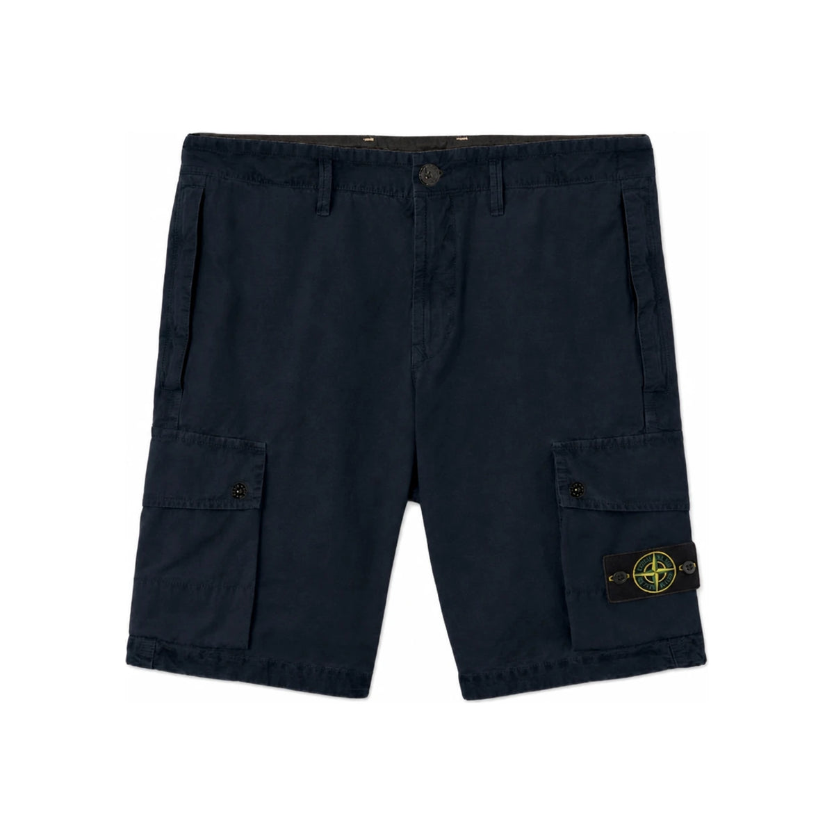 STONE ISLAND Old Effect Organic Cotton Cargo Shorts Navy