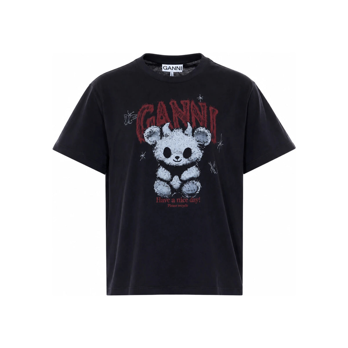GANNI Future Heavy Bear Logo Short Sleeve T-Shirt for Women