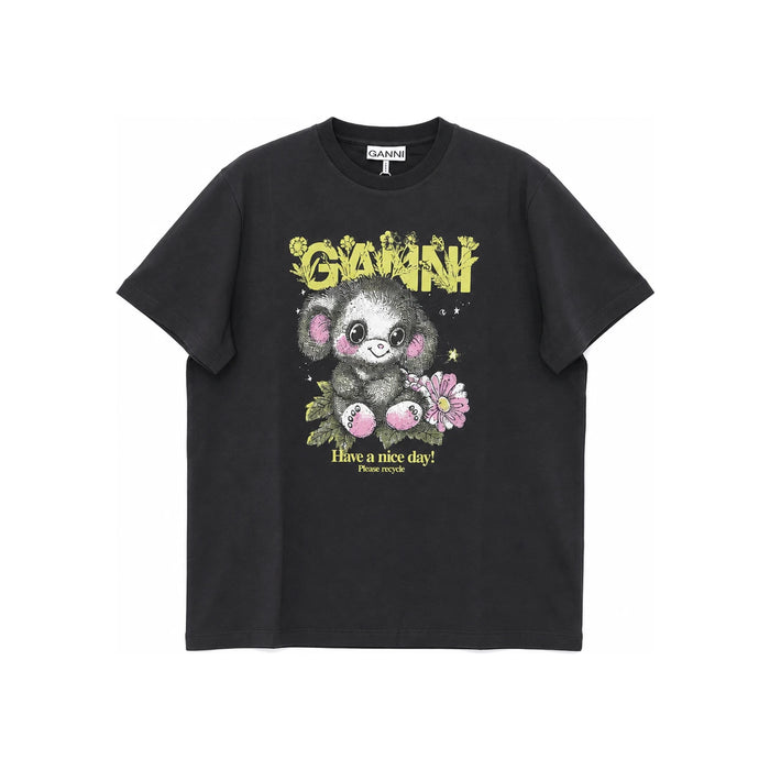GANNI Monkey Logo Short Sleeve Women's T-Shirt A1050218 252