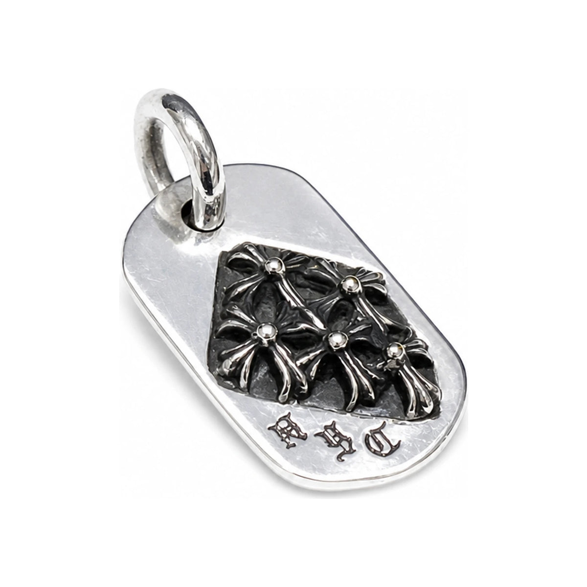 Chrome Hearts NYC Cemetery Dog Tag Pendant Silver Charm Necklace