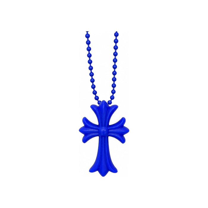 Chrome Hearts Dark Blue CH Cross Pendant Necklace Unisex