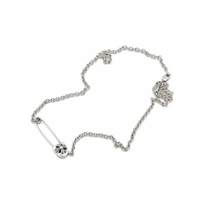 Chrome Hearts Safety Pin Pendant Necklace Silver Diamond