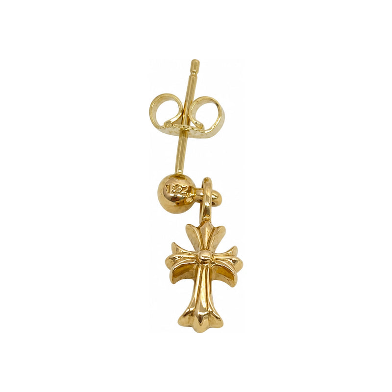 Chrome Hearts 22K Gold Baby Fat Cross Earrings Unisex Jewelry