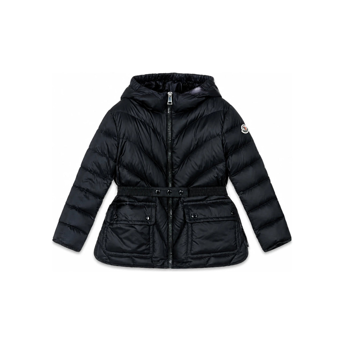 Moncler Navy Logo Patch Belted Down Puffer Jacket Women 1A00030 597YF 778