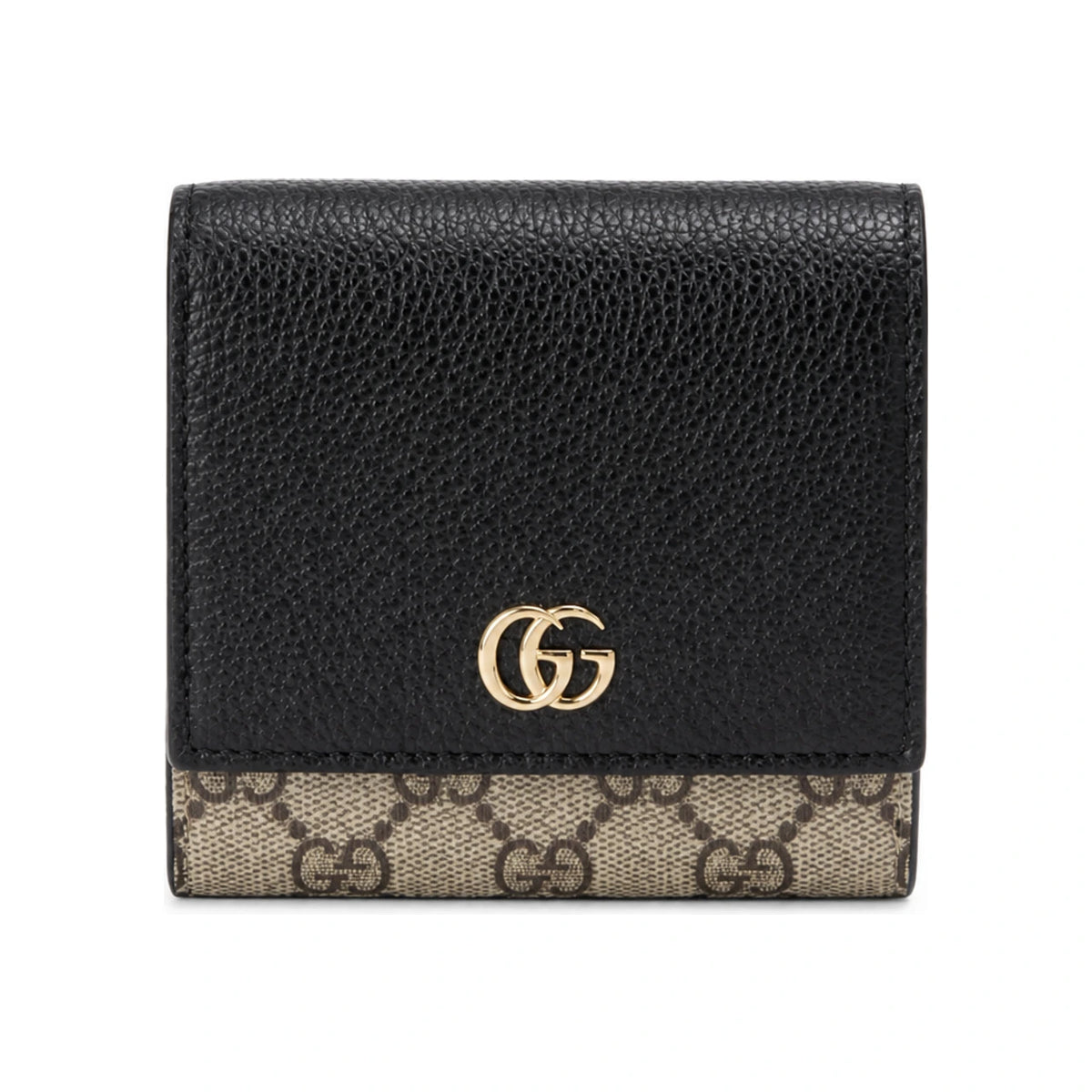 GUCCI GG Marmont Bicolor Black Beige Leather Coin Wallet
