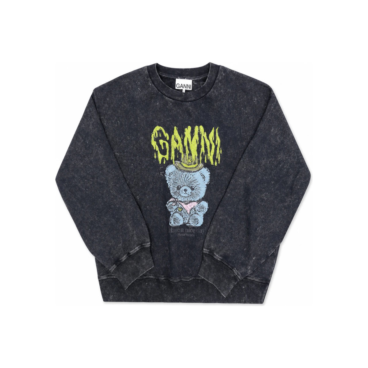 GANNI Vintage Washed Isoli Bear Logo Women’s Sweatshirt A1060028 055