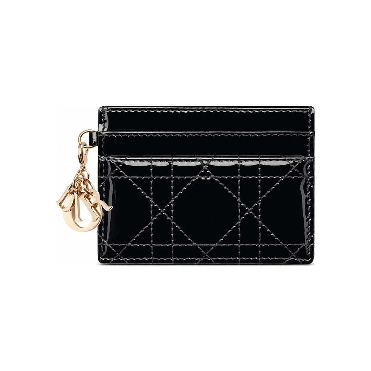 DIOR Lady Freesia Leather Card Holder Wallet Black