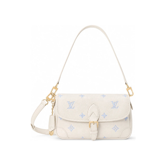 Louis Vuitton Diane Shoulder Bag Milky White Blue Leather
