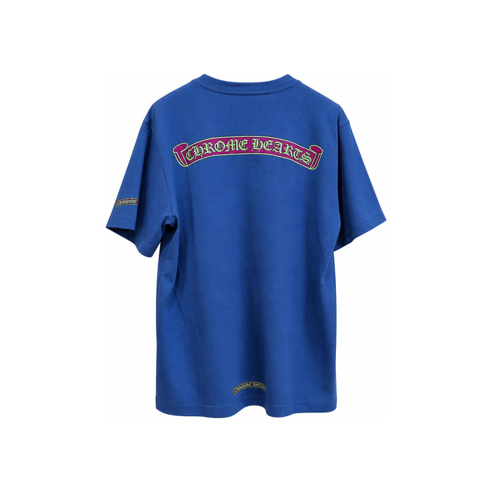 Chrome Hearts Scroll Neon Logo Short Sleeve T-Shirt Blue