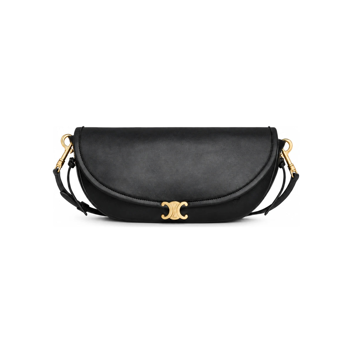 CELINE Little Half Moon Soft Triomphe Supple Shiny Lambskin Black L10373778 38NO