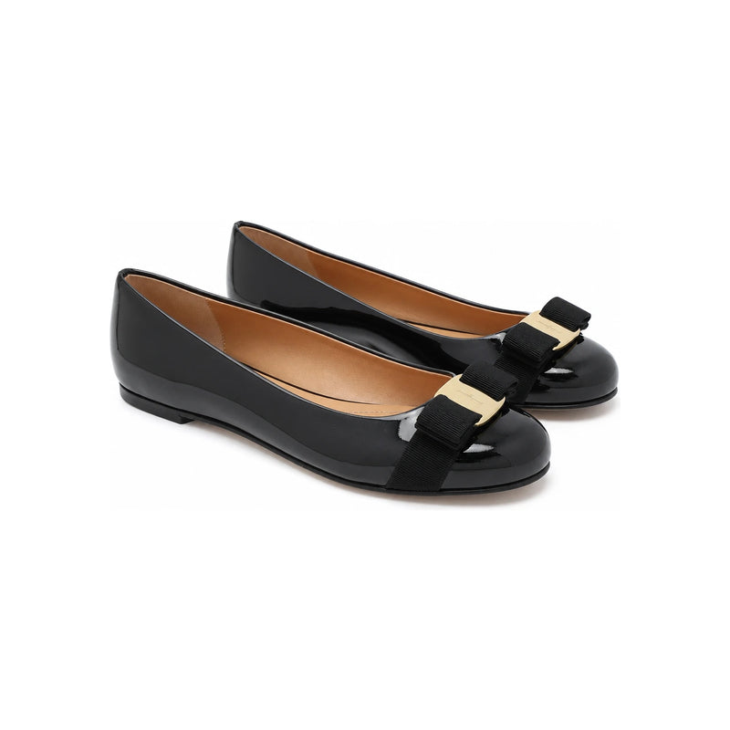 Ferragamo Black Varina New Ballet Flats 0782036