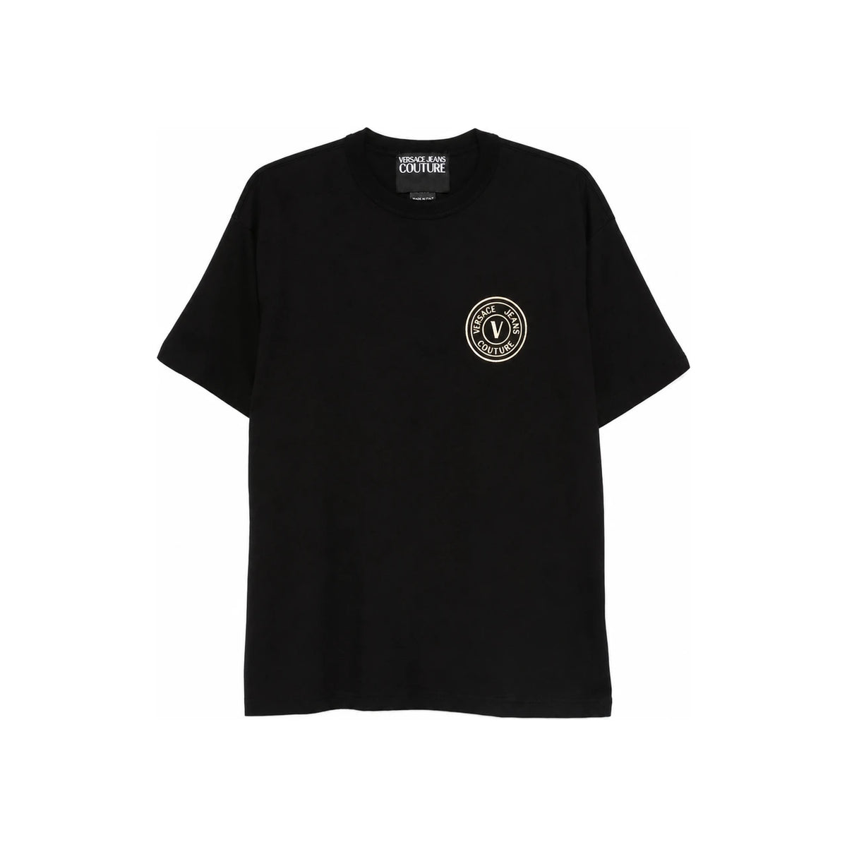 Versace V Emblem Foil Logo T-Shirt Black Cotton Men