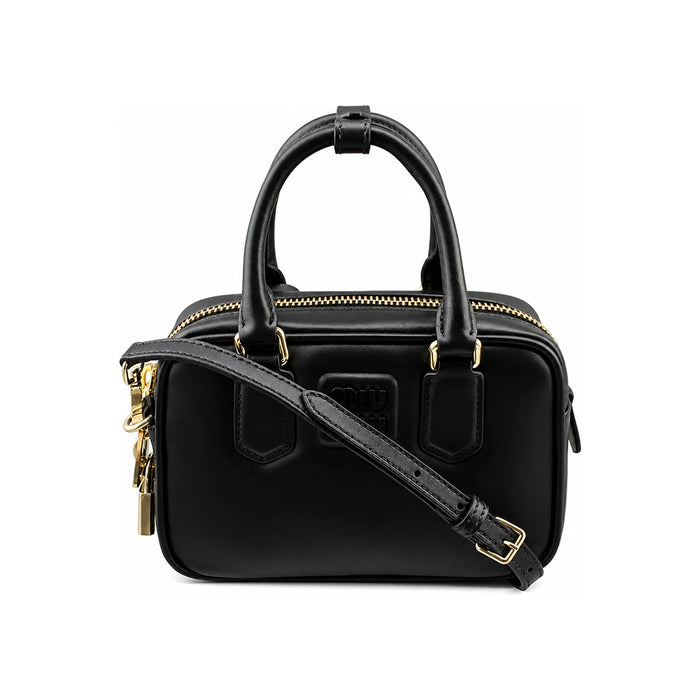 Miu Miu Arcadie Leather Tote Bag Black 5BB123 ACR3 F0002