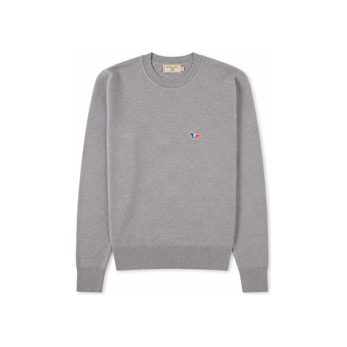 Maison Kitsune Tricolor Fox Patch Unisex Crewneck Knit Sweater