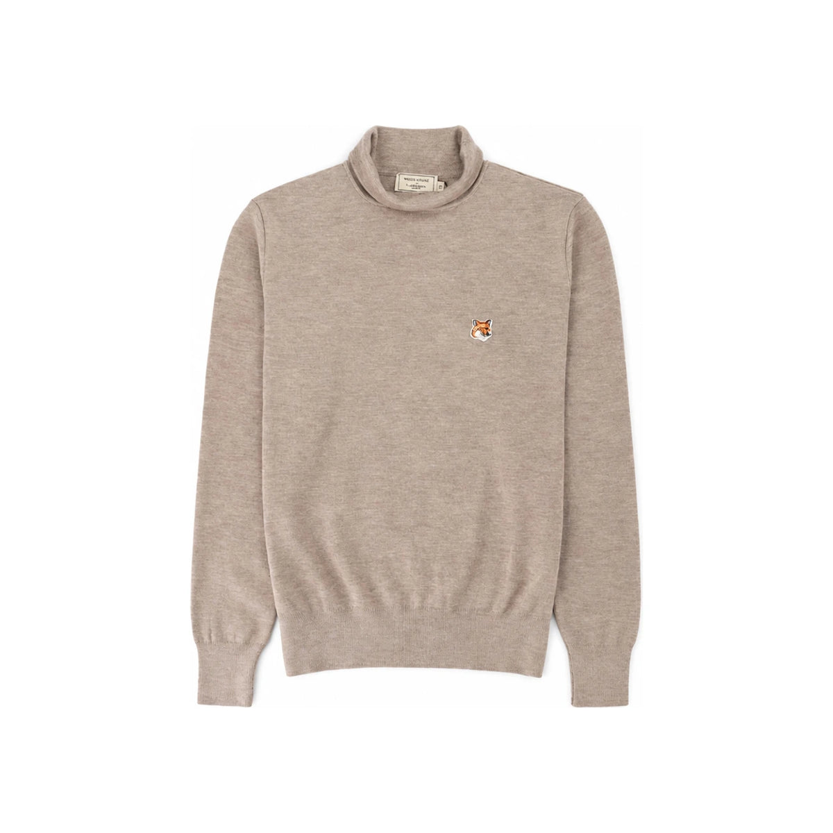Maison Kitsune Fox Head Patch Unisex Turtleneck Knit Sweater