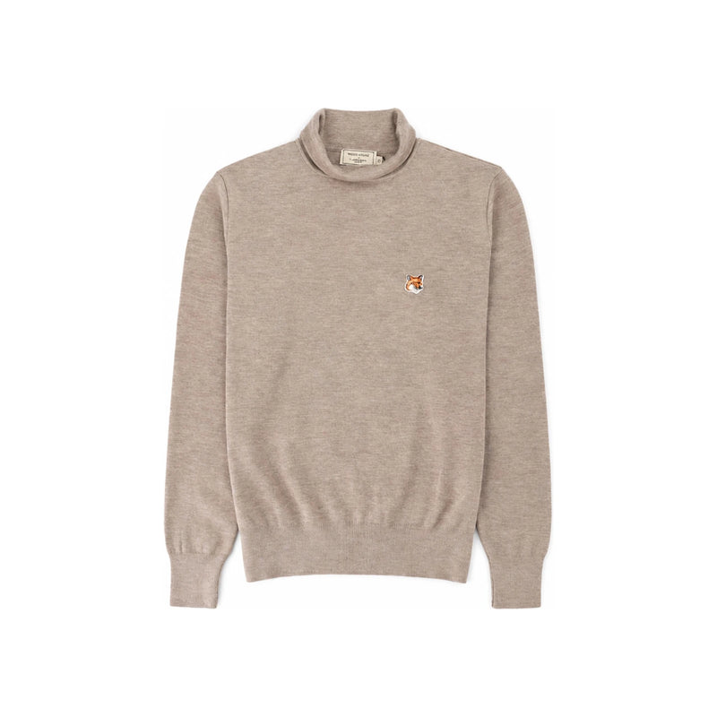 Maison Kitsune Fox Head Patch Unisex Turtleneck Knit Sweater
