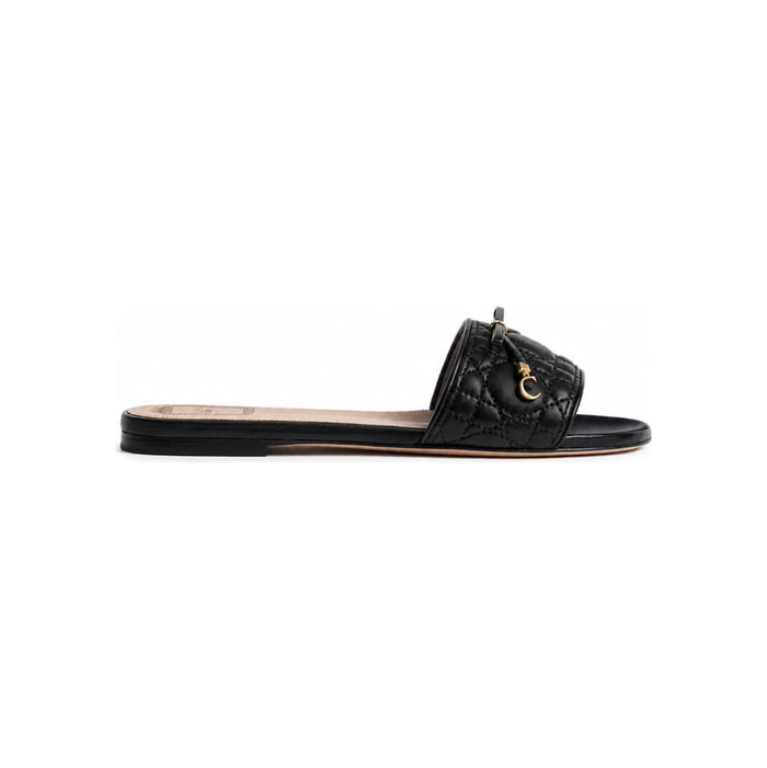 DIOR Black Quilted Cannage Lambskin Slide Sandals KCO545CQL S900