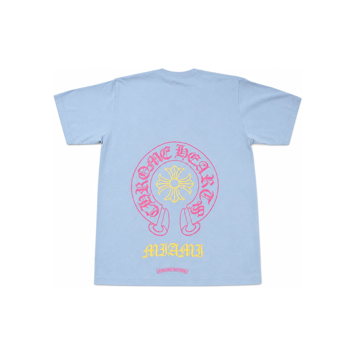 Chrome Hearts Vivid Pink Horseshoe Logo Short Sleeve T-Shirt Sky