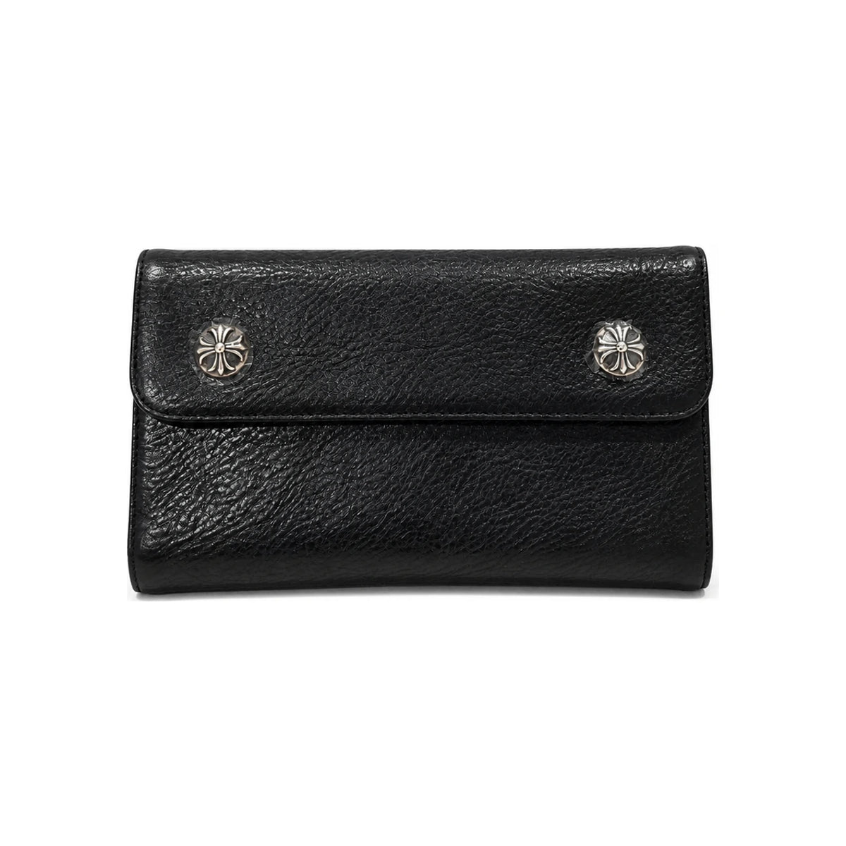 Chrome Hearts Black Leather Wave Wallet Long Zip Wallet Unisex