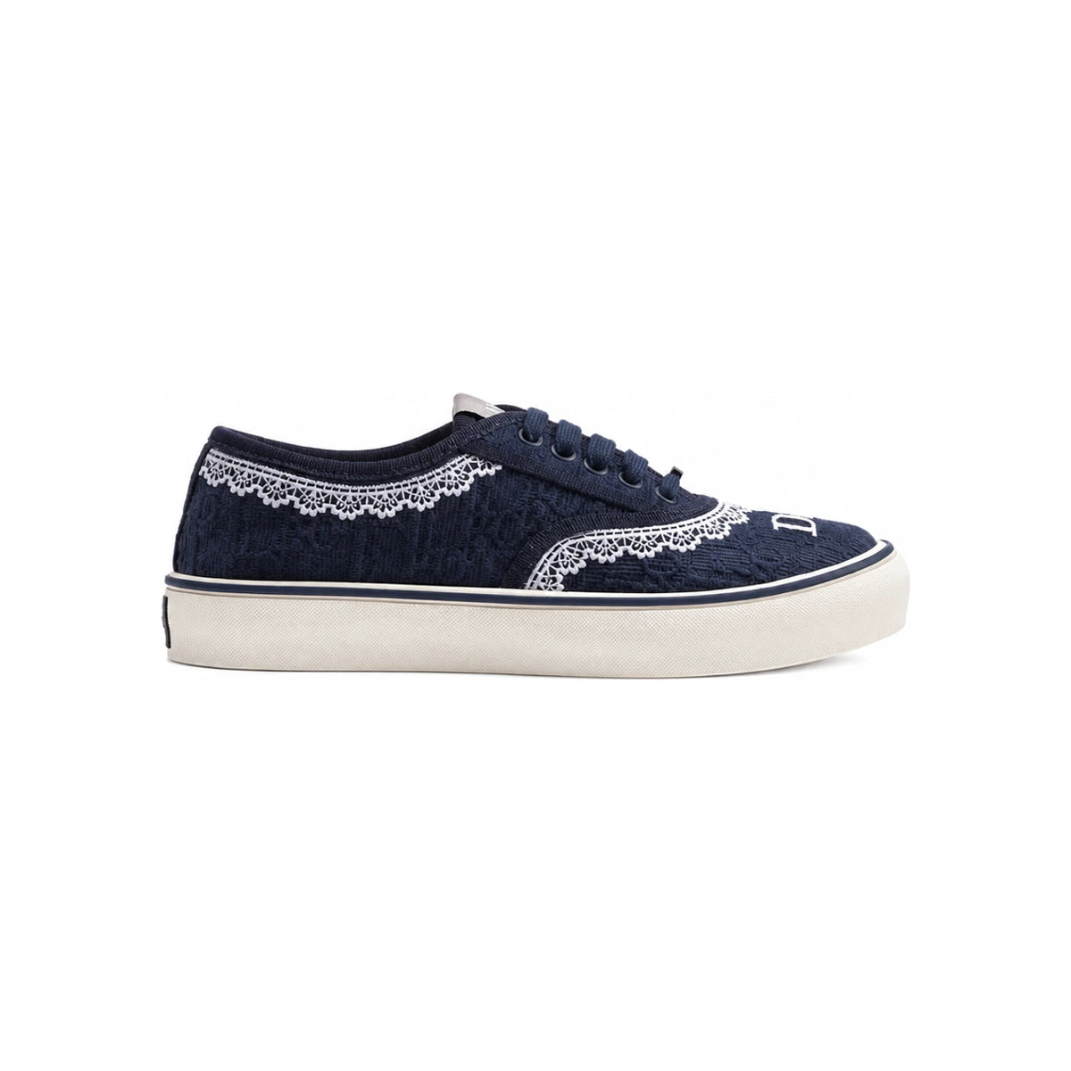 DIOR Blue Oblique Embroidered Cotton Low Top Sneakers White Laces KCK519OCC S32N