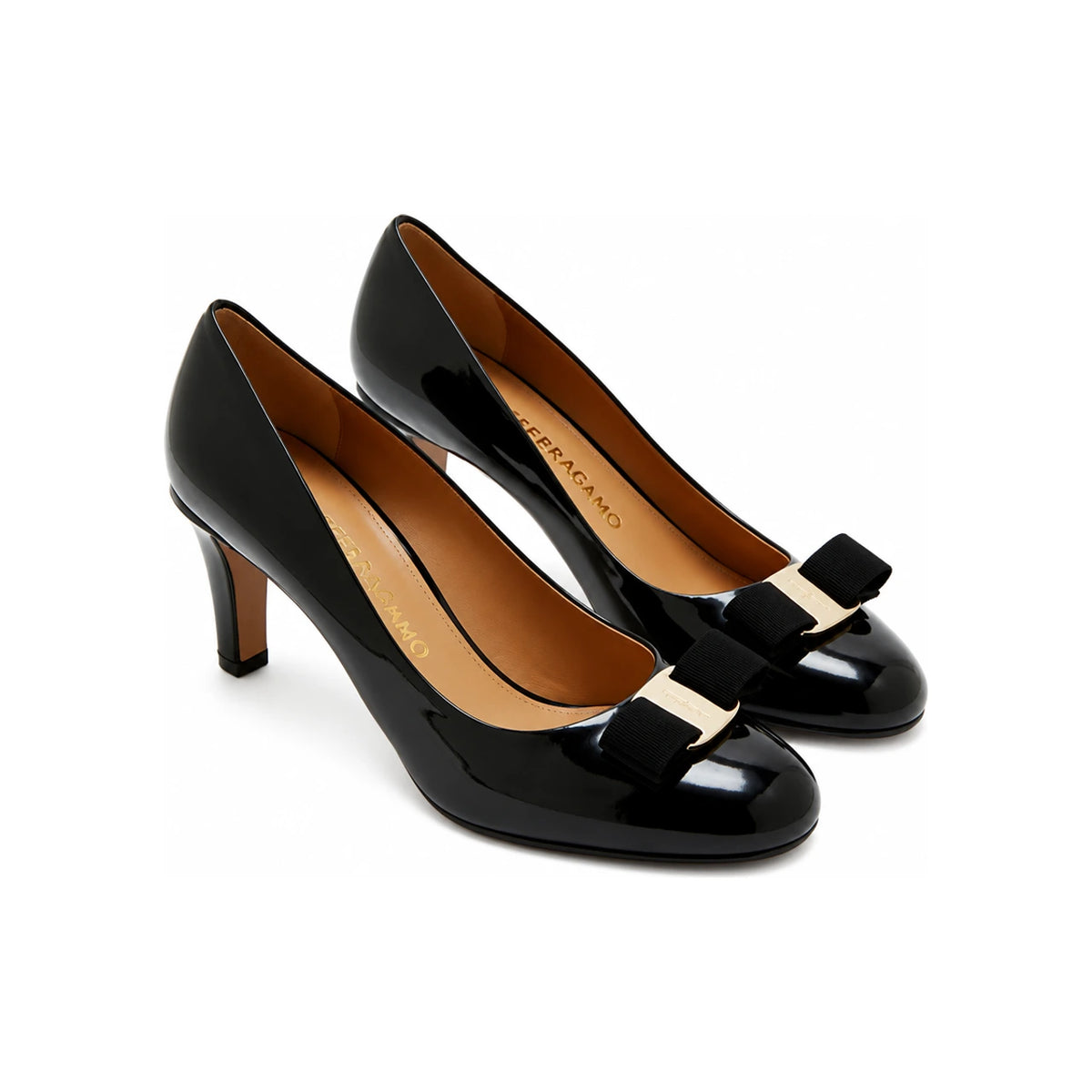 Ferragamo Black Patent CARLA 70 Pumps 0790800