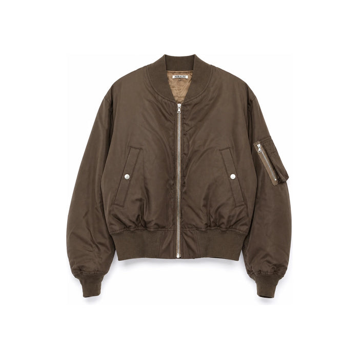 AURALEE High Density Silk Twill Flight Bomber Jacket Men A26SB01AR DARK OLIVE