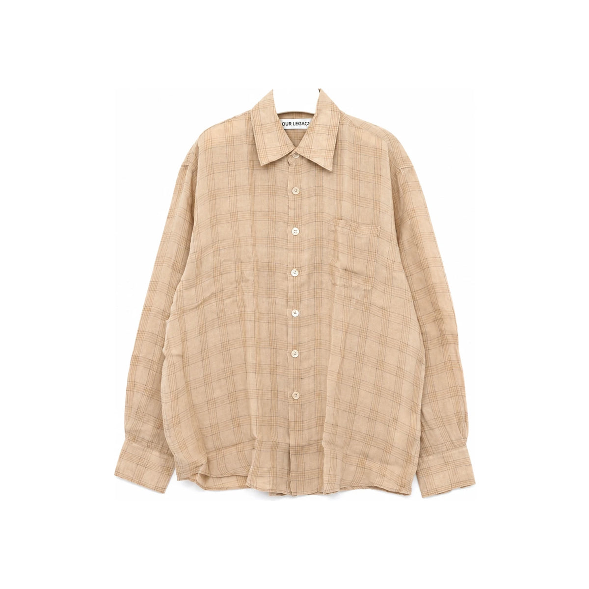 OUR LEGACY Vacay Check Gauze Linen Above Long Sleeve Shirt M2262 AV