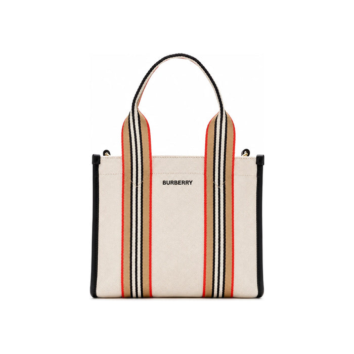 BURBERRY Mini Canvas Stripe Tote Bag Natural 81214931