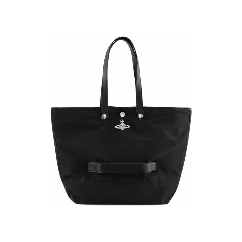 Vivienne Westwood Utility Small Shopper Tote Bag Black Silver Hardware