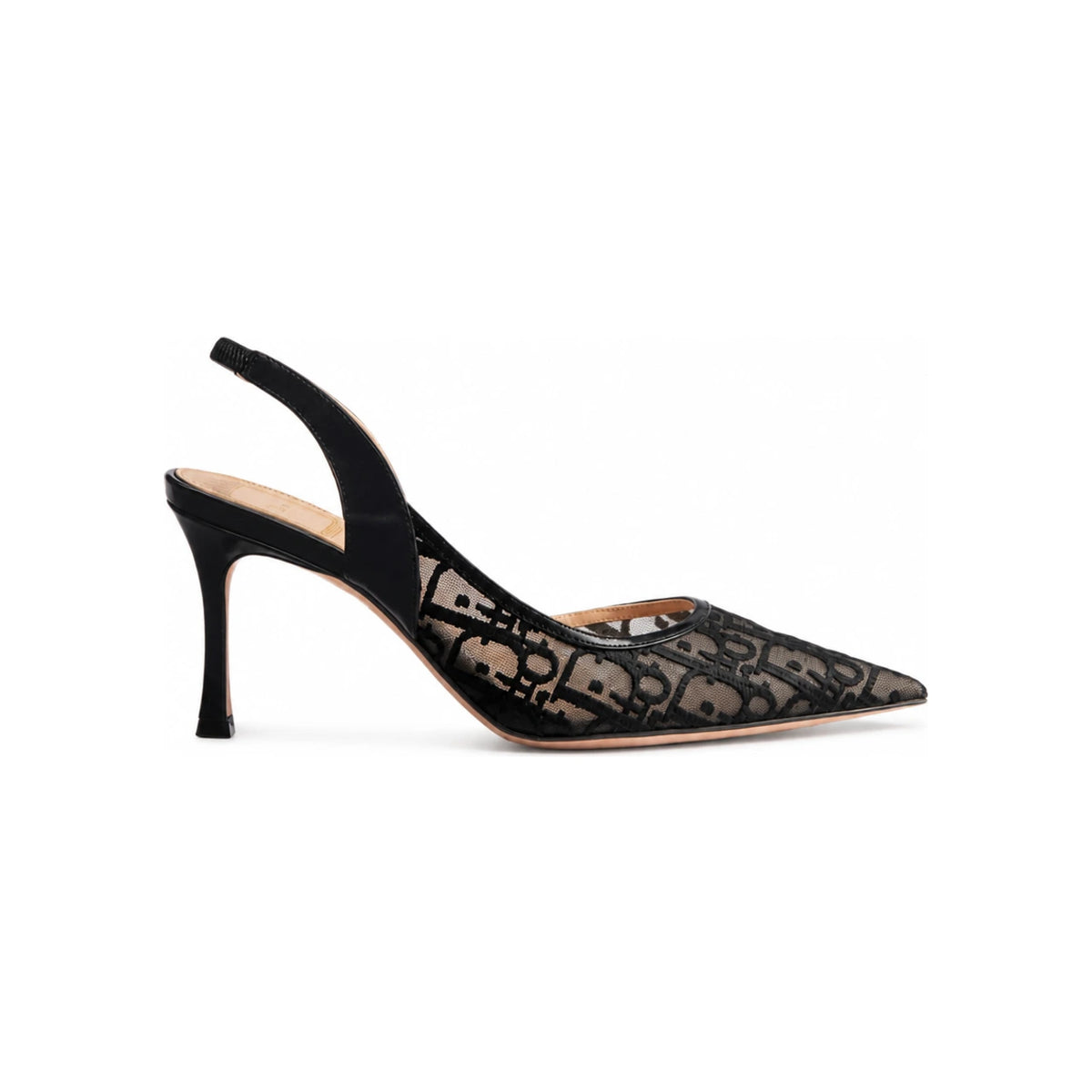 DIOR Black Oblique Embroidered Mesh J’Adior Slingback Pumps KDV565OEN S900