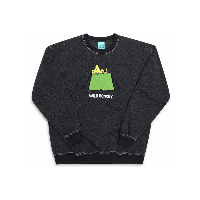 Wild Donkey Dyed Black Tent Graphic Sweatshirt Unisex