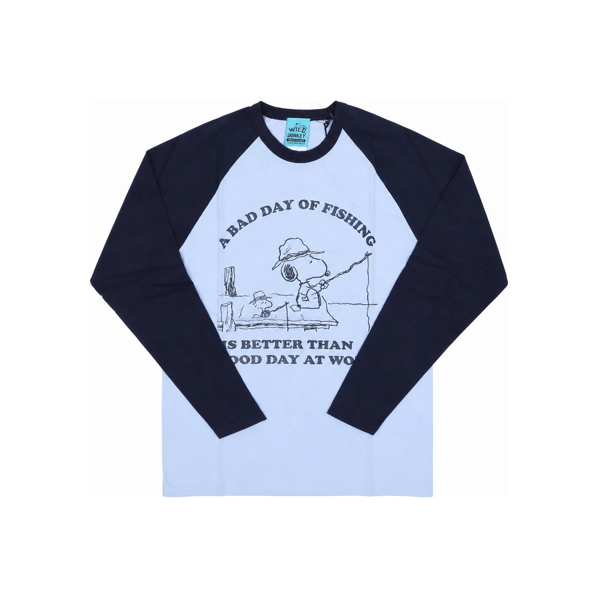 Wild Donkey Vintage Snoopy Long Sleeve T-Shirt Light Blue Navy