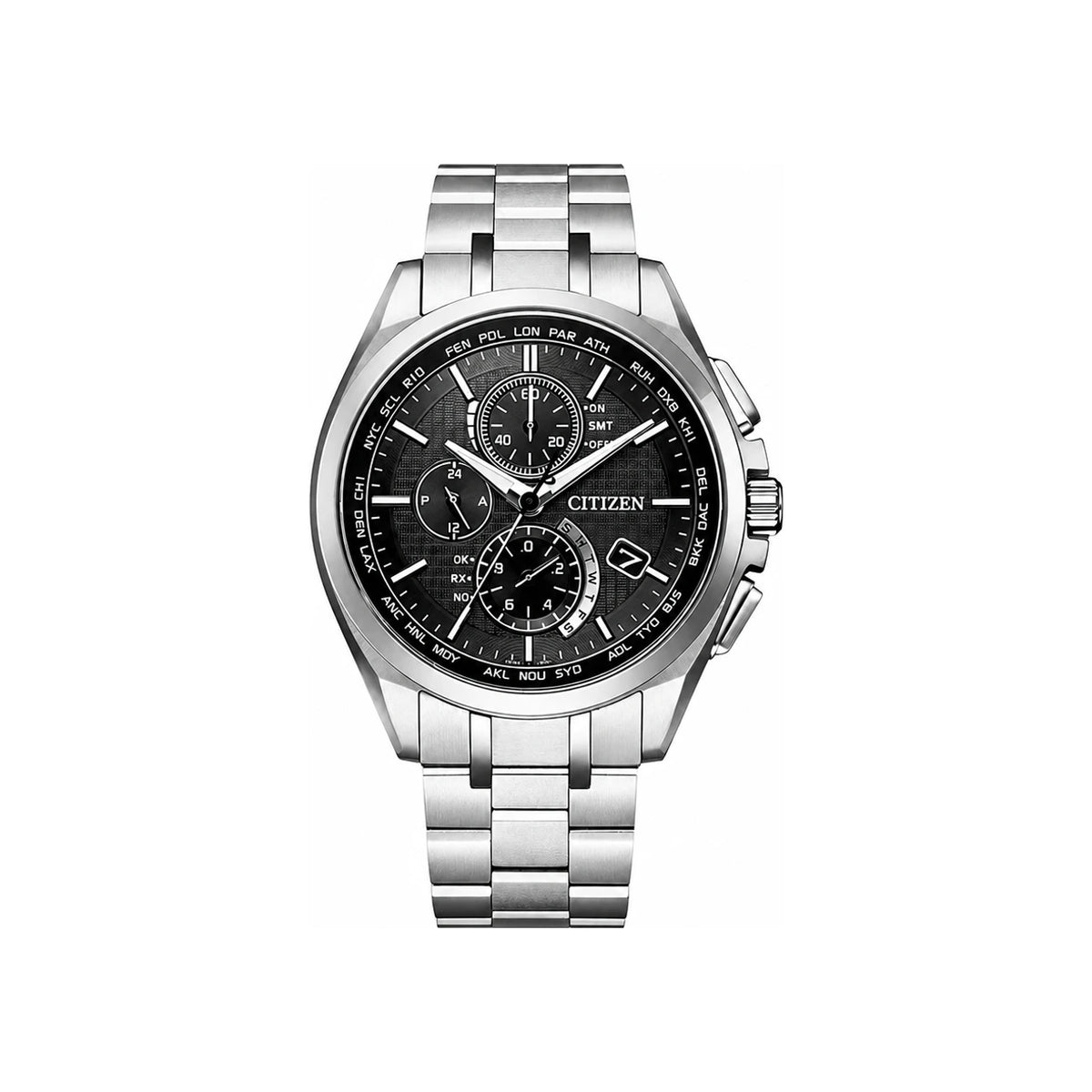 CITIZEN Attesa Eco-Drive Titanium Silver Black Men's Metal Watch AT8040 57E