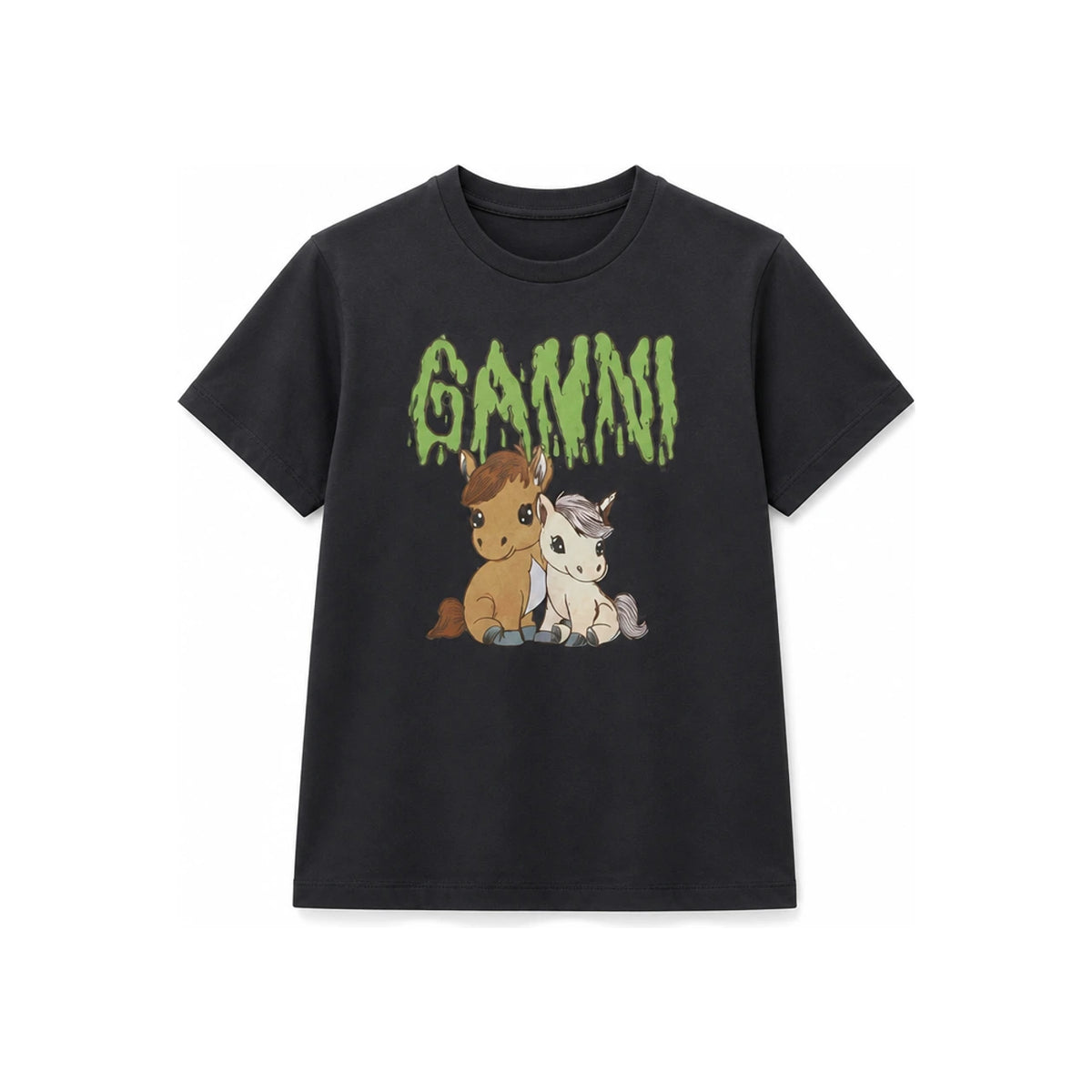 GANNI Graphic Cotton Short Sleeve T-Shirt Phantom