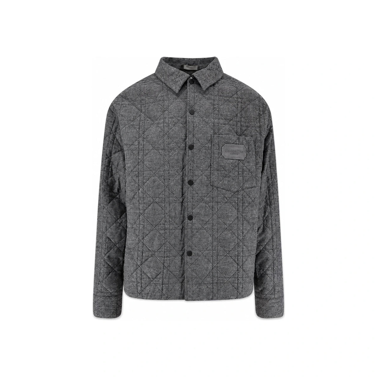 DIOR MEN Gray Cannage Embroidered Logo Overshirt Jacket 313C509F3088 978