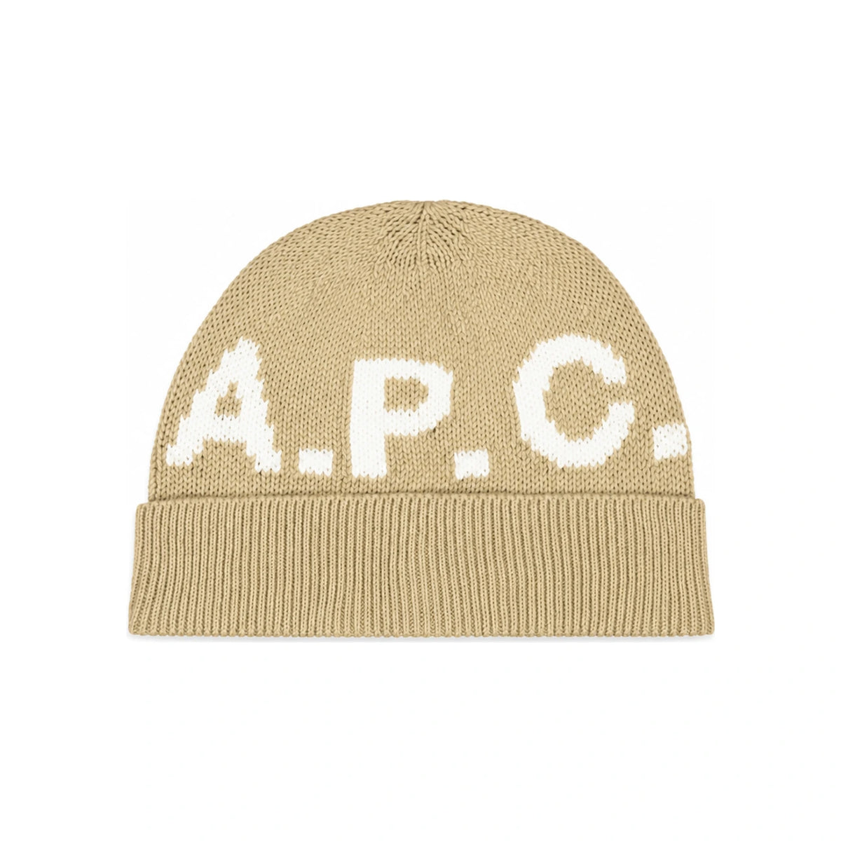 A.P.C. Beige Signature Logo Beanie Hat M25113 AAE