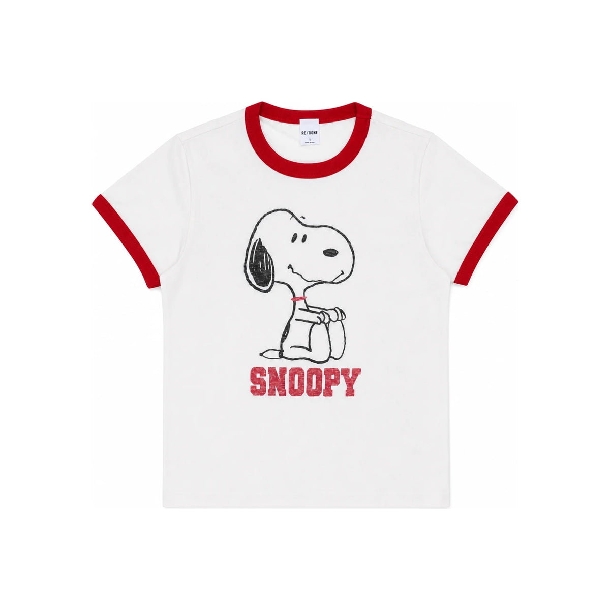 RE/DONE Slim Snoopy Ringer Short Sleeve T-Shirt for Women 024 02WSRT002