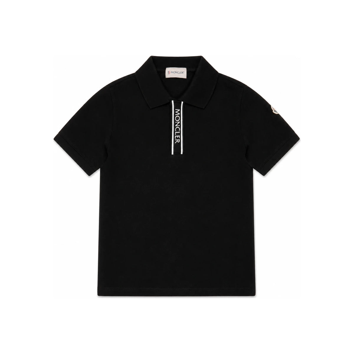 Moncler Women’s Logo Patch Hidden Button Polo T-Shirt Black 8A00011 8496W 999