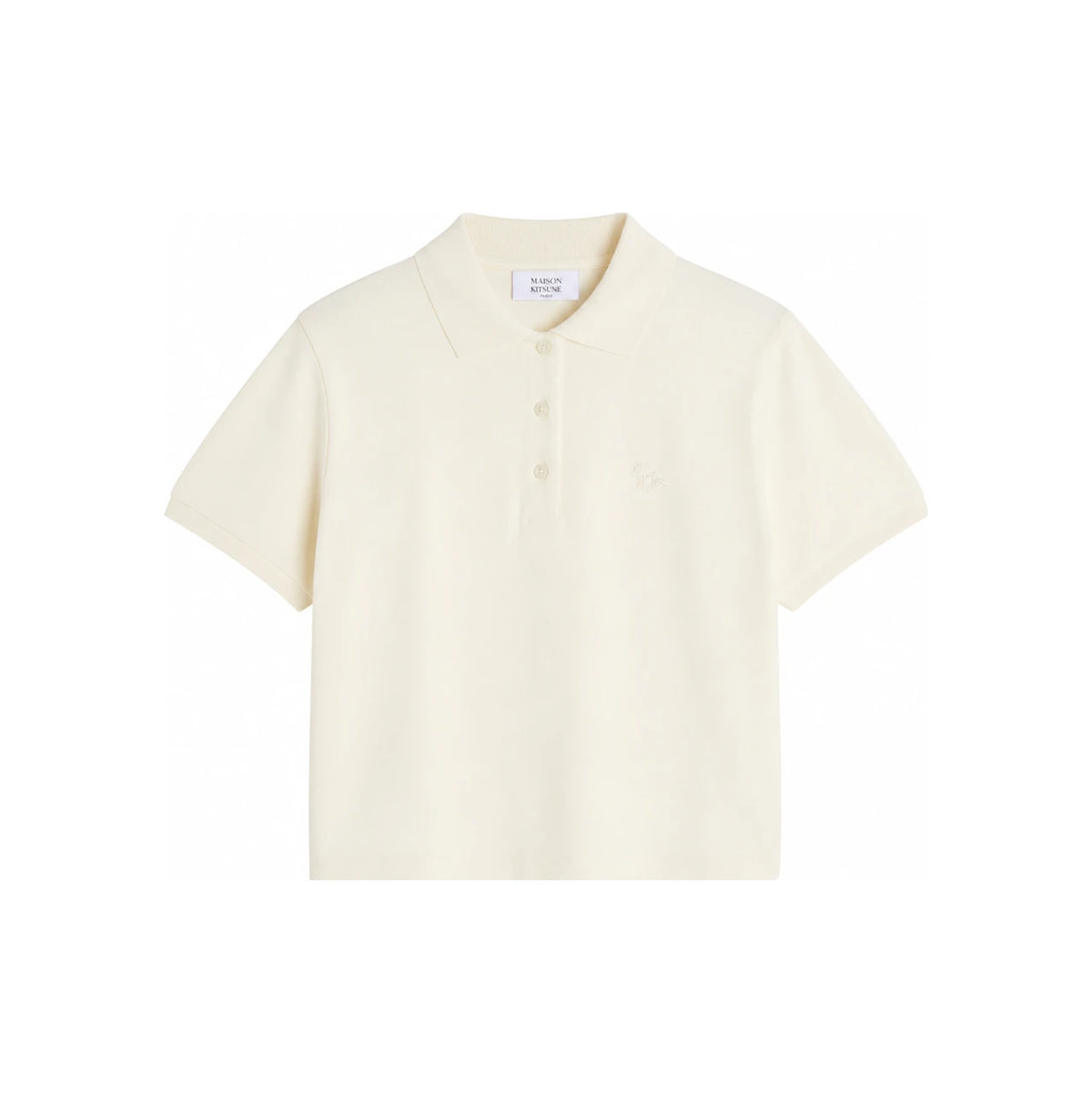 Maison Kitsune Baby Fox Logo Crop T-Shirt Women White Cotton PW00204 KP0001 0063