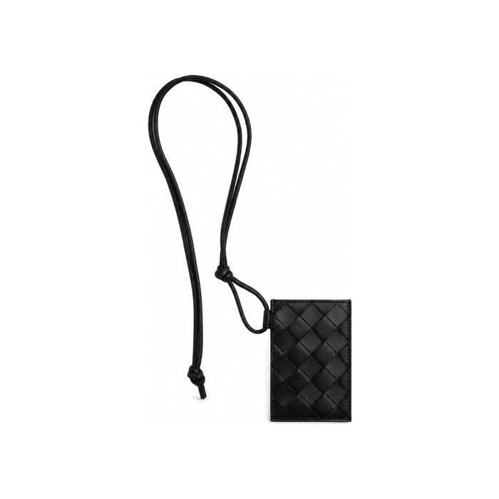 Bottega Veneta Intrecciato Badge Holder Black Keyring Accessory