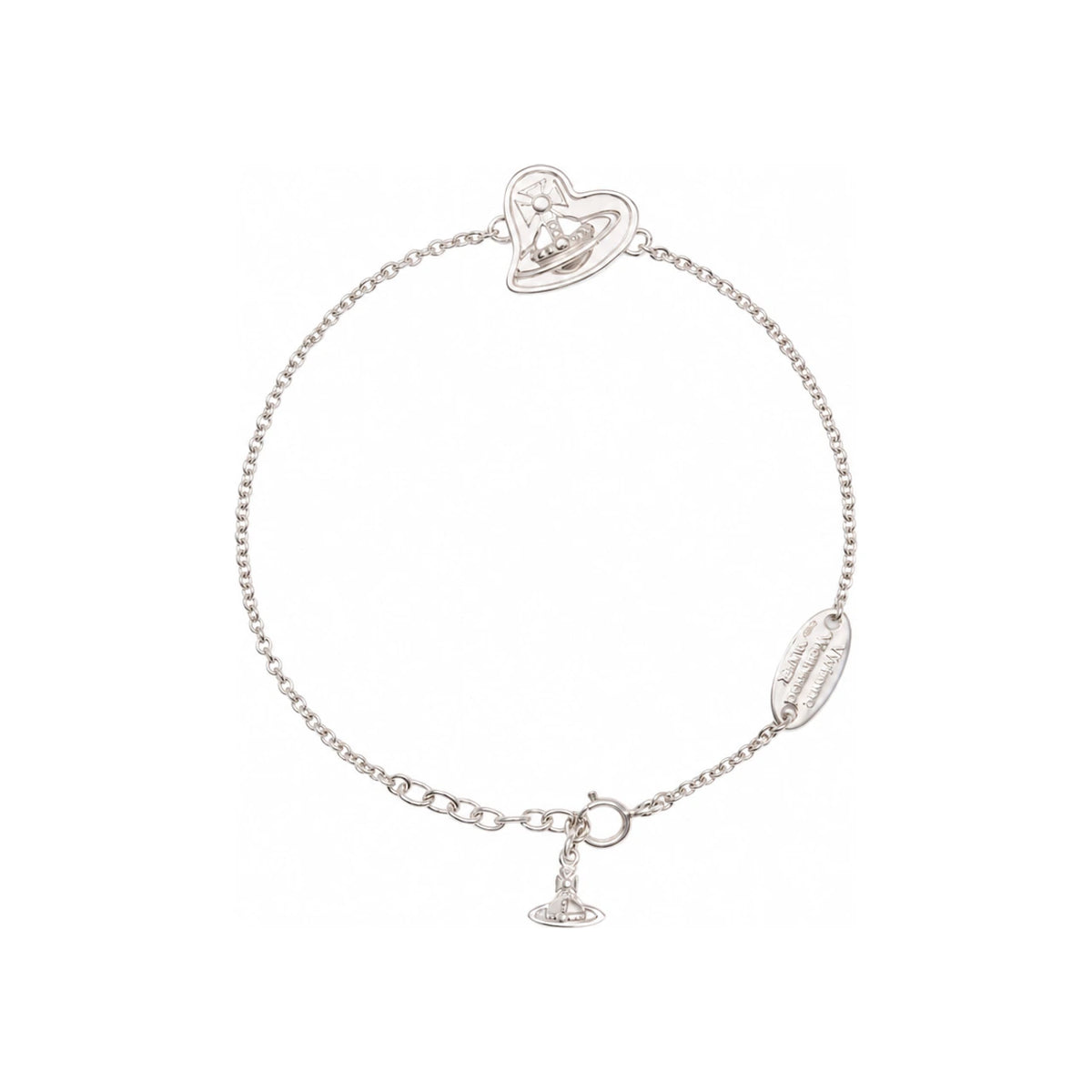 Vivienne Westwood Faye Logo Charm Bracelet Silver Tone